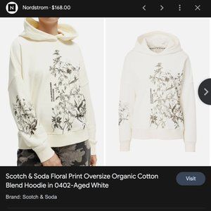 Scotch & Soda Floral Print Oversize Organic Cotton Blend Hoodie Small